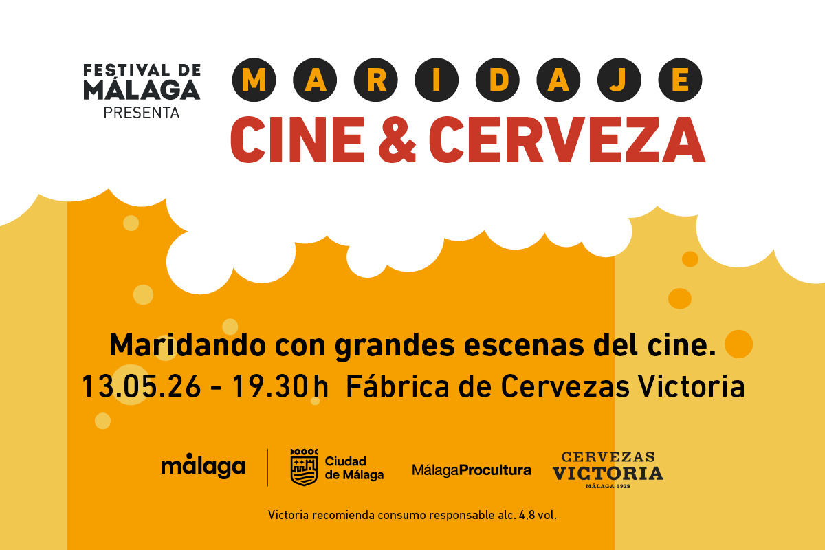 Cartel del la cata de maridaje cine y cerveza de Cervezas Victoria de Málaga